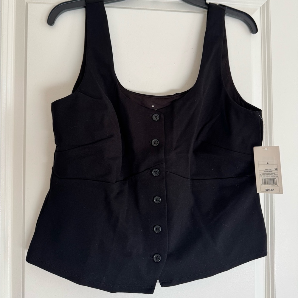a new day Black Button-Front Top